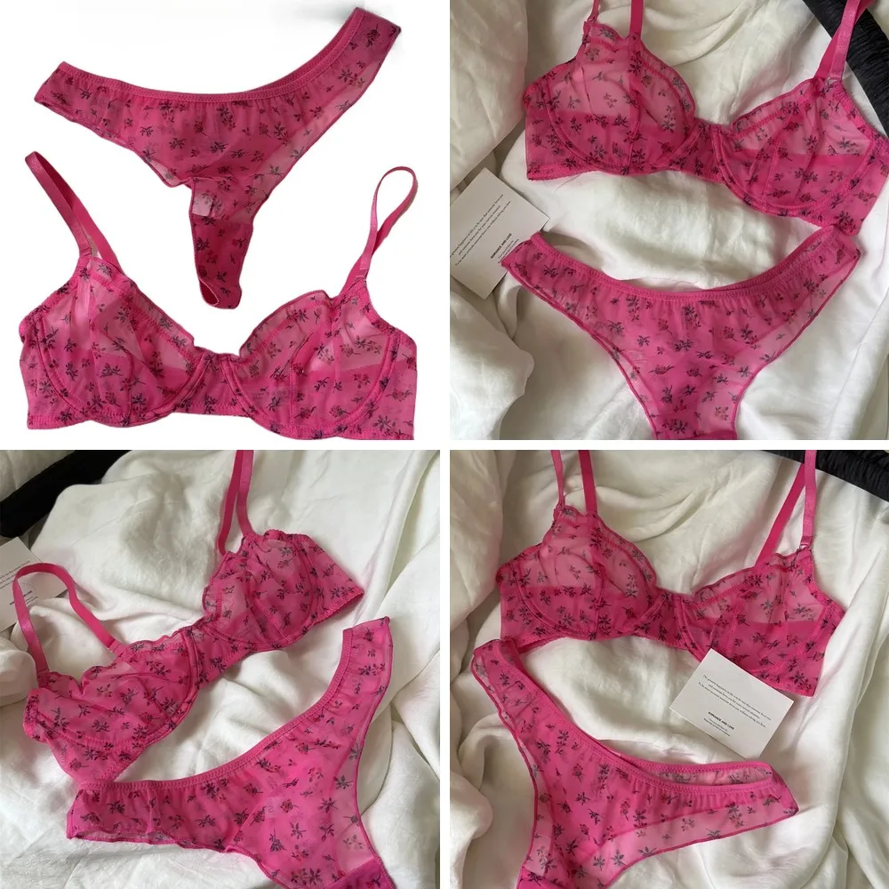 

Floral Lace Push Up Bra Set for Women, Underwire & Slimming Design for Fuller Busts