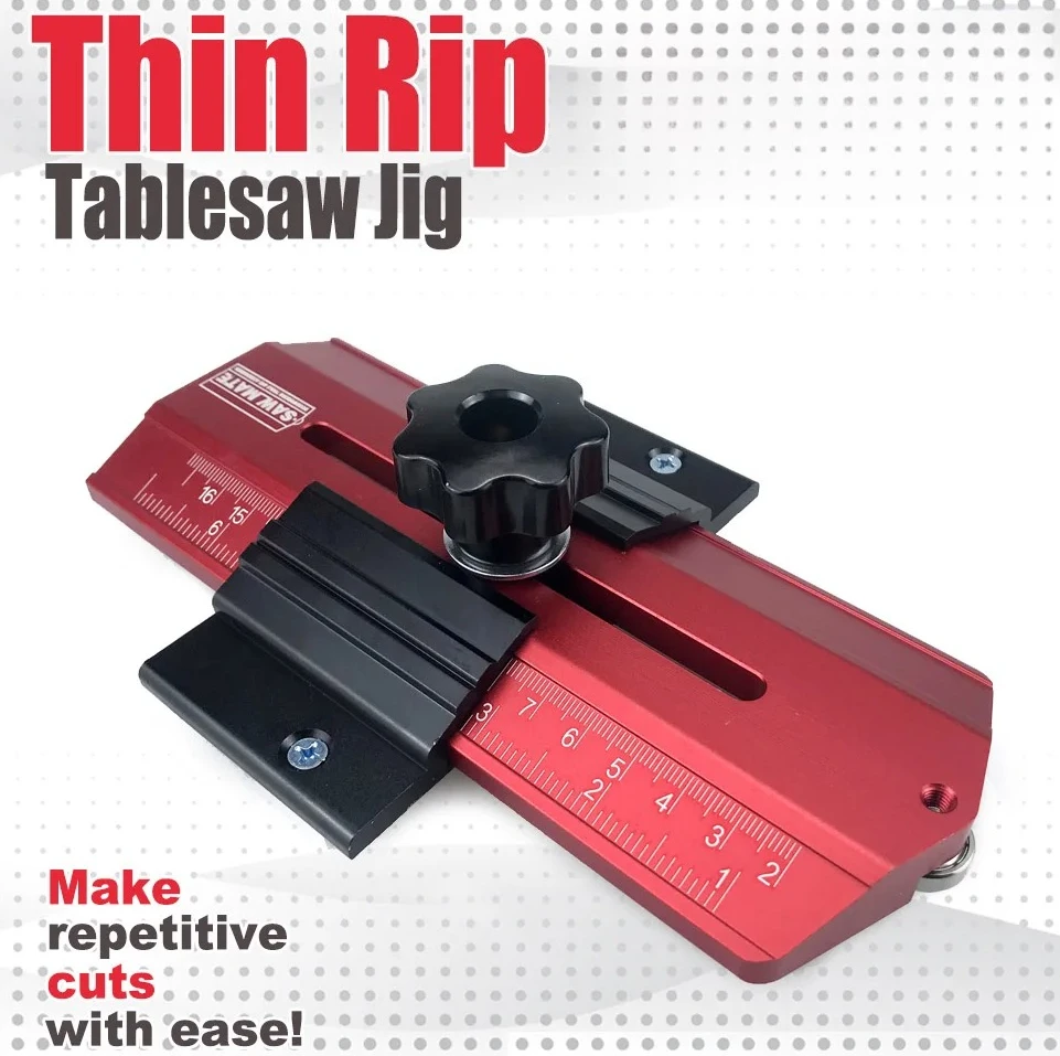 Thin Rip Cutting Jig for Table Saw, Aluminum Alloy Feather Board Tool with Fixed Guide for Precise Wood Strip & Decorative Cuts