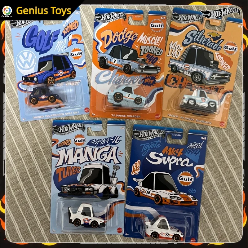 

Hot Wheels Silver Gulf Racing Set 1:64 Литая под давлением модель автомобиля Toyota Volkswagen Dodge Chevrolet Comic Vehicle Коллекционные игрушки из сплава