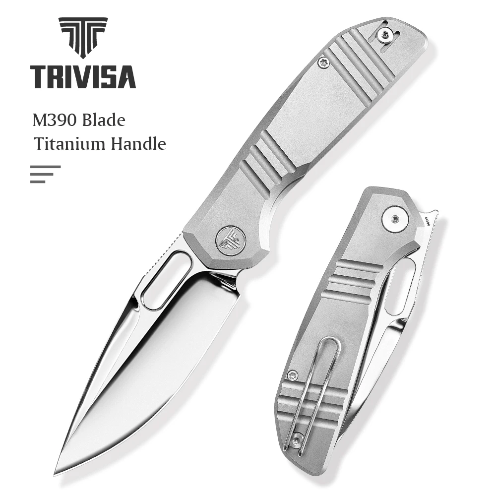 

TRIVISA Pocket Folding Gecko Knife M390 Steel Blade Titanium Handle High Quality Outdoor Survival Camping Hiking Tool for Gifts