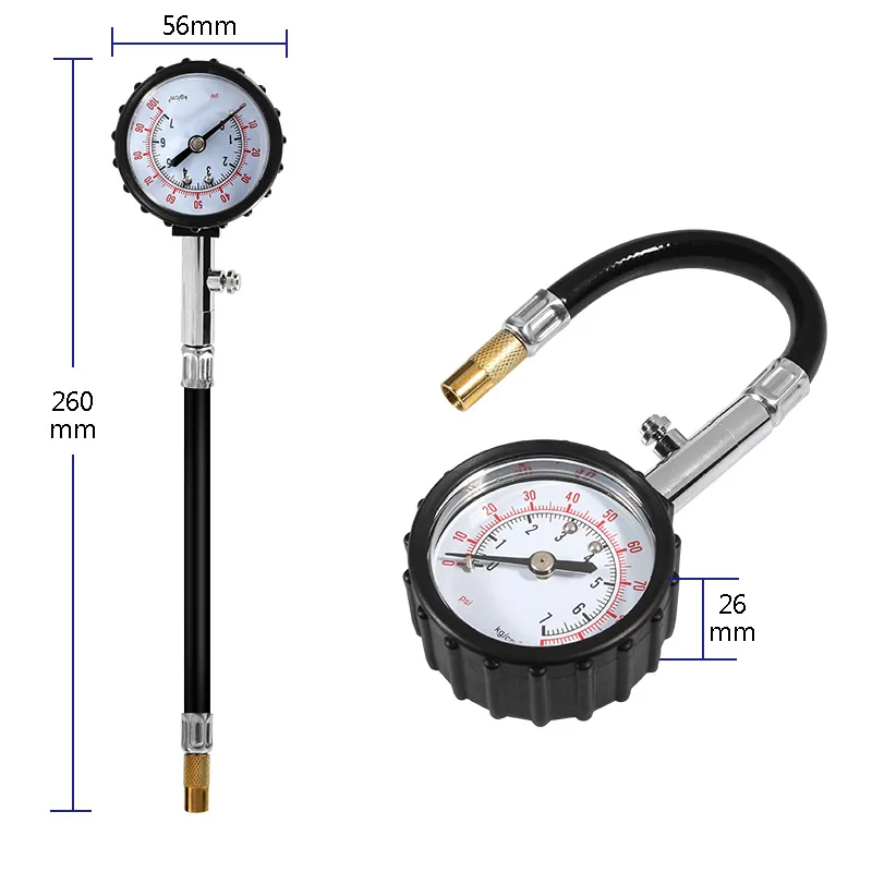 Misuratore di pressione dei pneumatici a tubo lungo 0-100Psi Tester di pressione dell\'aria per pneumatici ad alta precisione per auto moto universale