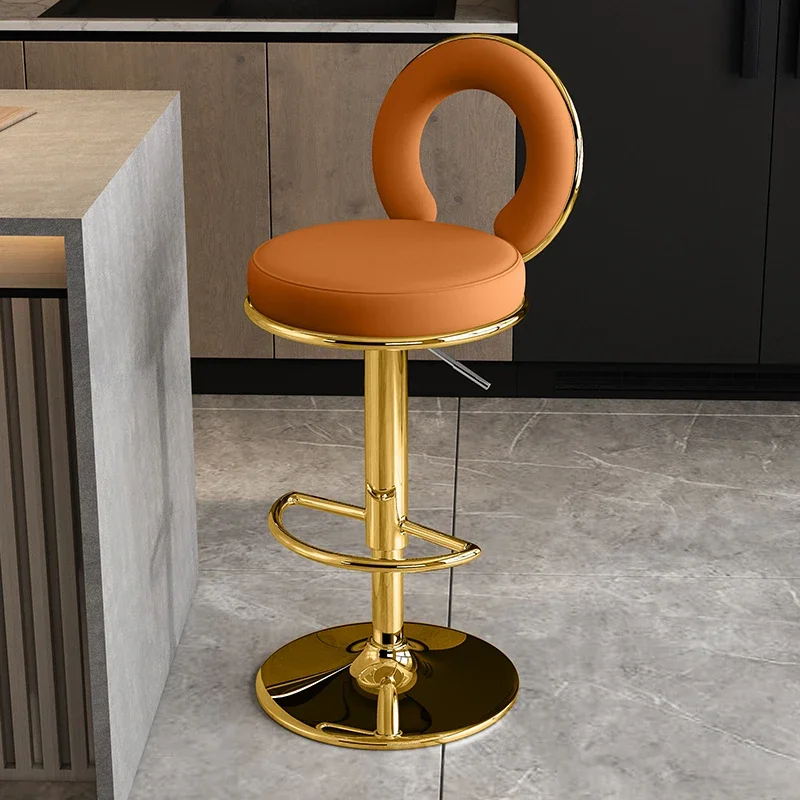 Luxury Modern Bar Chairs Lounge Metal High Nordic Bar Stool Ottomans Swivel Bancos Para Barra De Cocina Restaurant Furniture