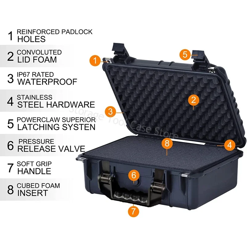 Waterproof Hard Carry Case Bag Storage Box Camera Photography Toolbox with Handle Safety Protector Organizer Plastic Tool Box