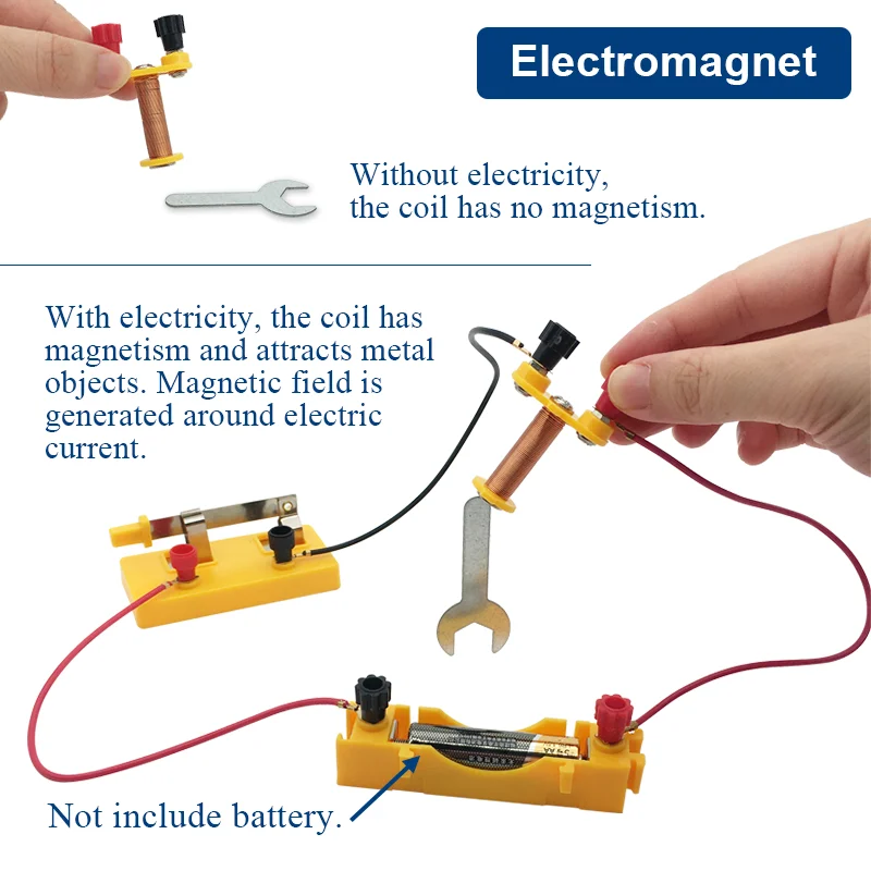 9 Esperimenti elettrici di fisica Set Kit circuito elettrico per studenti Sussidi didattici per laboratorio Generatore manuale Elettromagnete