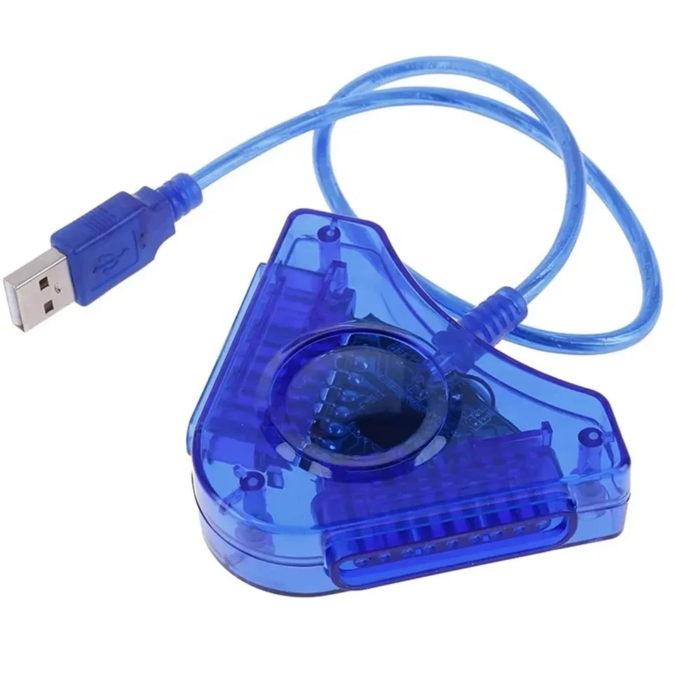 Adattatore USB per gamepad a doppia porta per controller PS2 Convertitore cavo adattatore USB per PC con driver CD