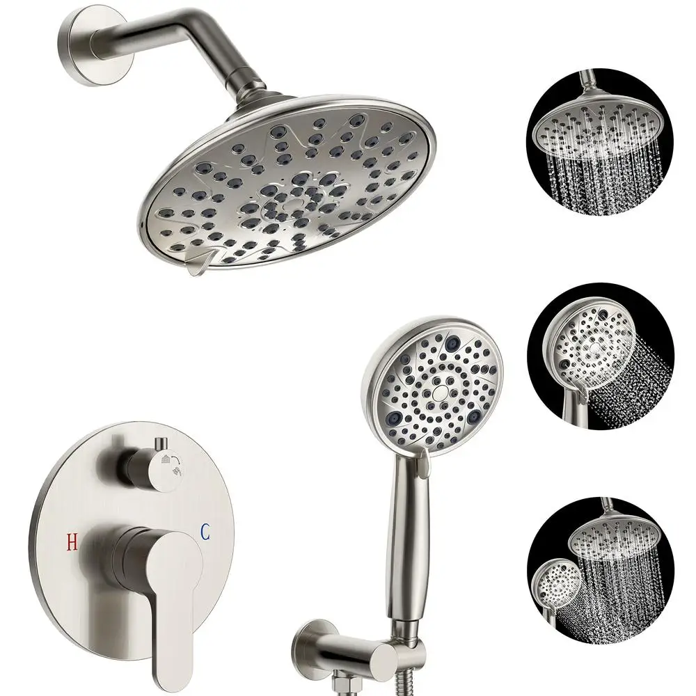 3-Setting High Pressure Bathroom Wall Mounted Rainfall Shower System Fixtures Complete Shower Faucets Sets with Handheld Shower