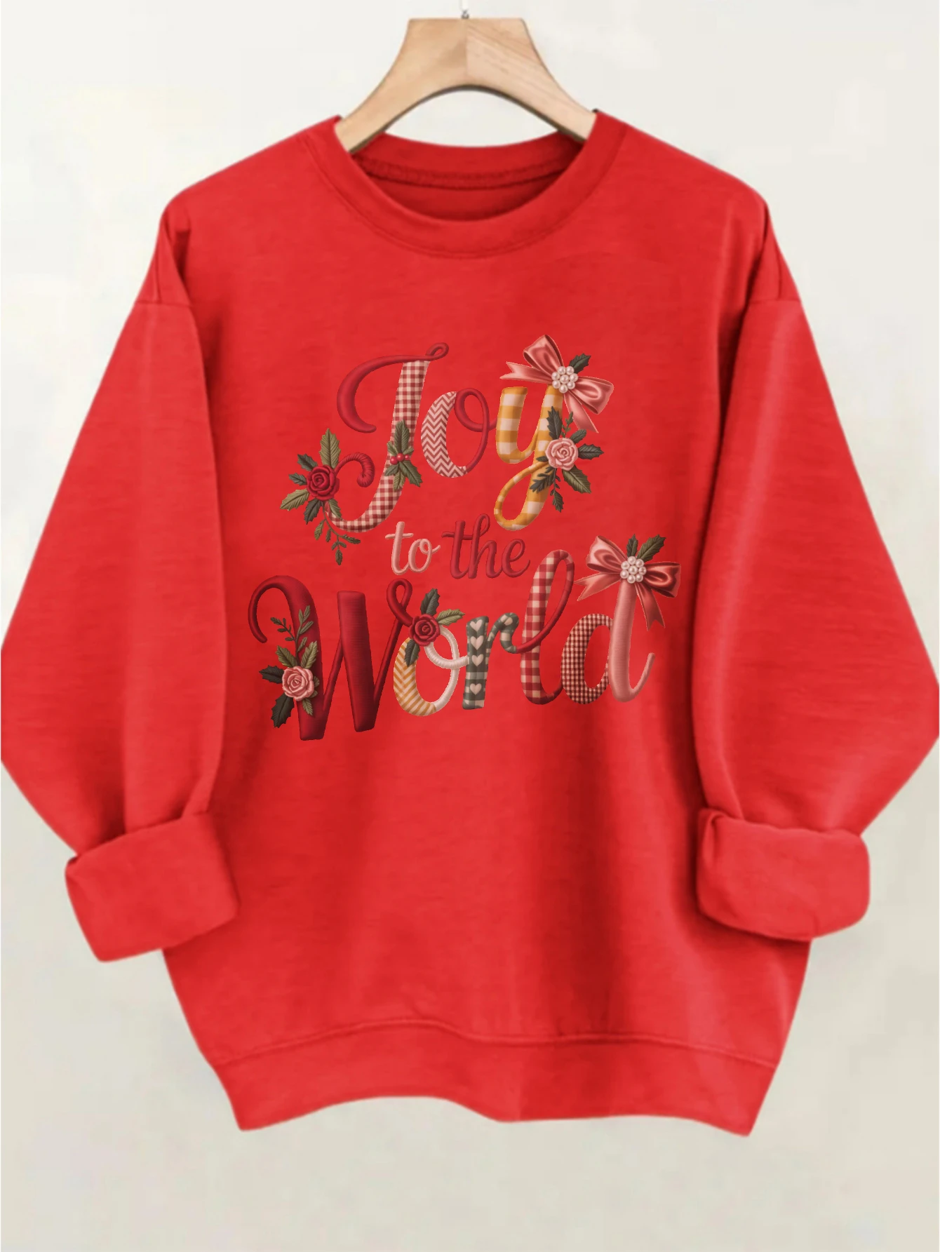 Embroidery Christmas American Retro Red Green Pullover Loose Fit Warm Cotton for Both Men Women – Perfect for Winter Christmas