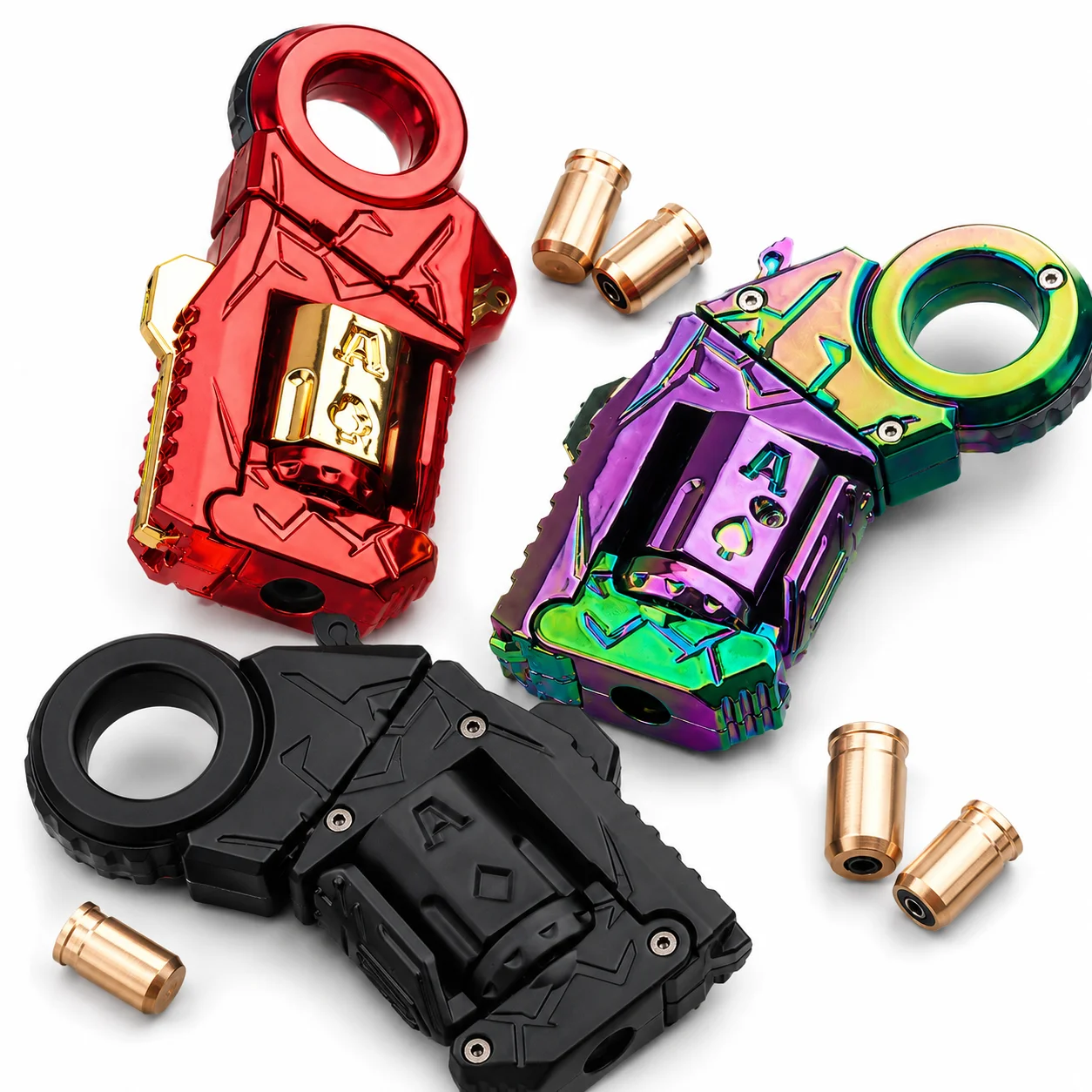 Alloy Mini Shell Ejecting Gun Fidget Toy Mechanical Hand Spinner Stress Relief Multiple Modes Toy Christmas Gift Boys