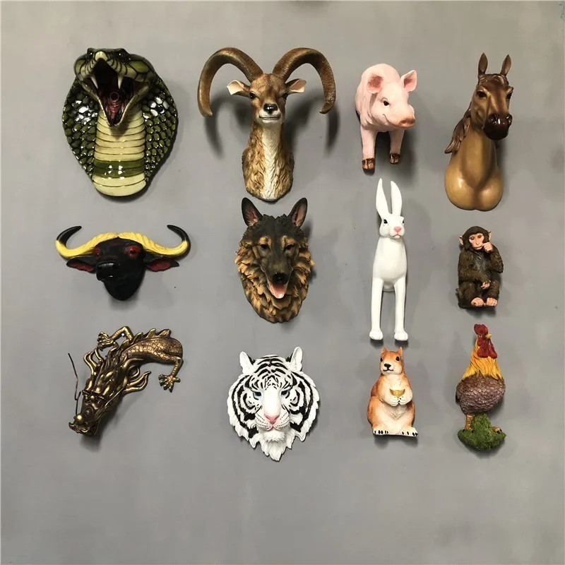 animal head wall decoration Tiger cow Ma Long snake sheep monkey chicken dog pig wall decoration wall
