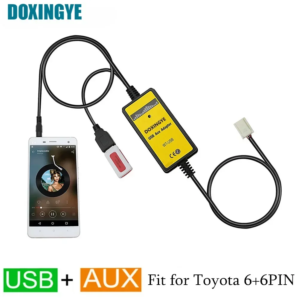 DOXINGYE Car USB AUX MP3 Player Car Radio Head Unit CD Changer Adapter for TOYOTA LEXUS Corolla RAV4 Camry 6 + 6PIN 