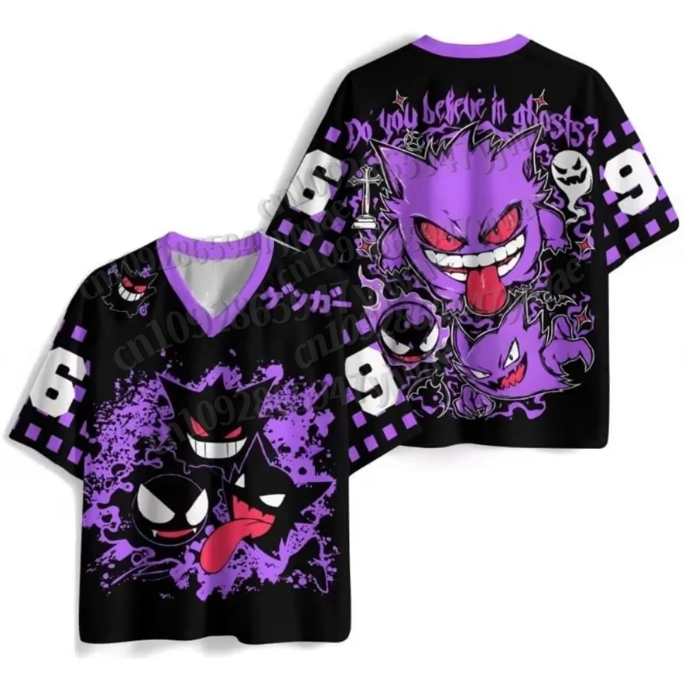 26 Sommer Herren Damen Kinder Cartoon Mewtwo Bulbasaur Fußballtrikot Y2k Streifendruck Familien-Partnerlook T-Shirt Strand-T-Shirt – Detail 7