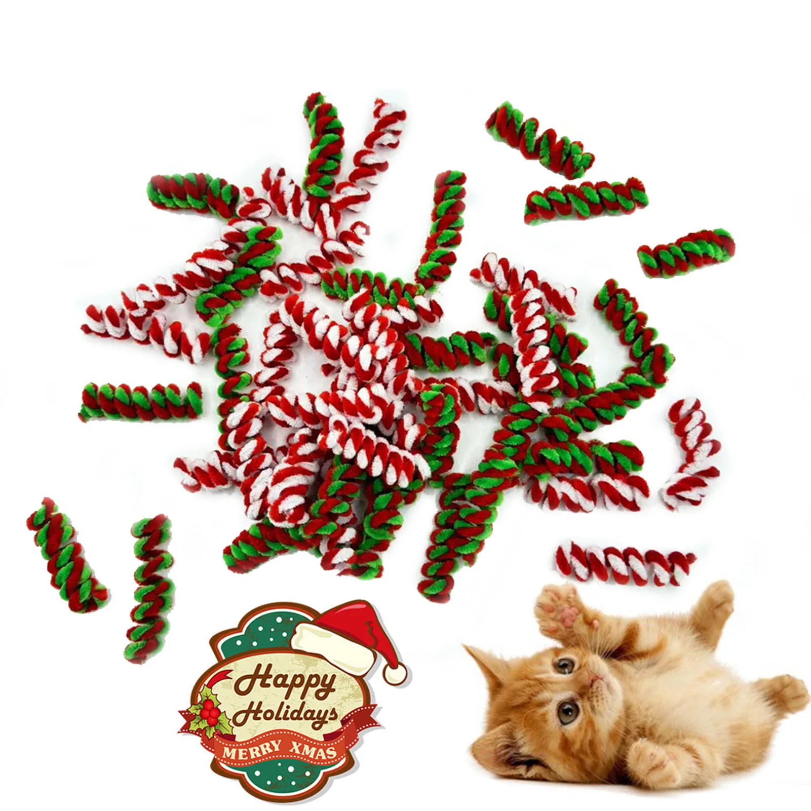 10 قطعة عيد الميلاد القط لعب للحيوانات الأليفة رقيق الربيع دعابة عصا التفاعلية الملل الإغاثة هدية القطط اللعب هدية عيد للحيوانات الأليفة