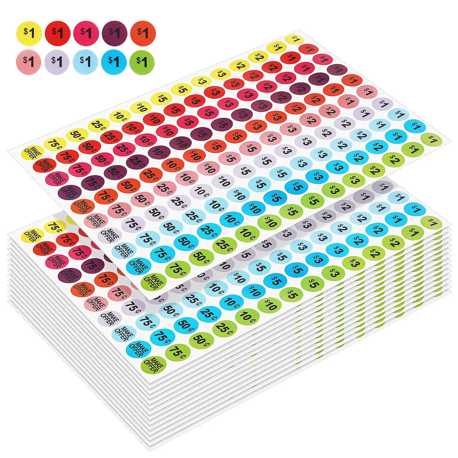 

15 Sheets Price Sticker Labels Garage Sale Price Tags Circle Retail Pricing Labels Yard Sale Supplies Pricing Stickers for Small