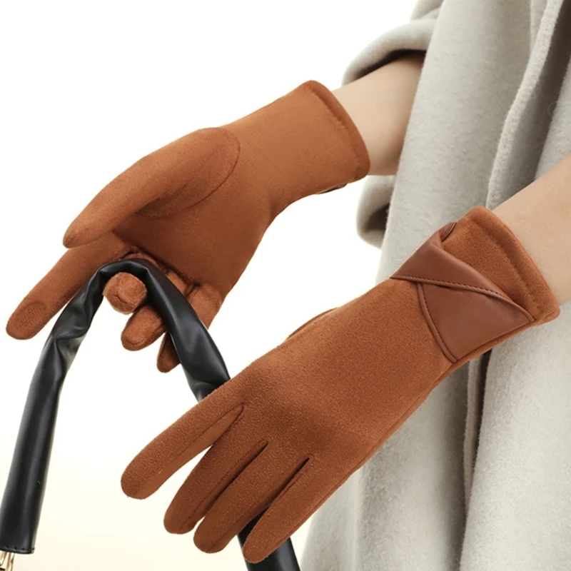 Warm Fleece Lined Sueded Gloves for Women and Girl for Winter Outdoor Activity and Daily Wear with Screentouch Finger