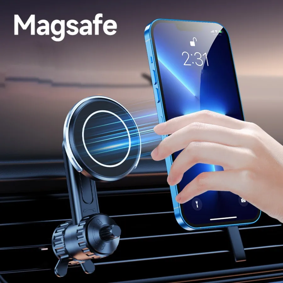 MagSafe-Compatible Car Mount for iPhone 15/14/13/12 Series - Air Vent Grip, 40 Magnets, Adjustable & Protective Design