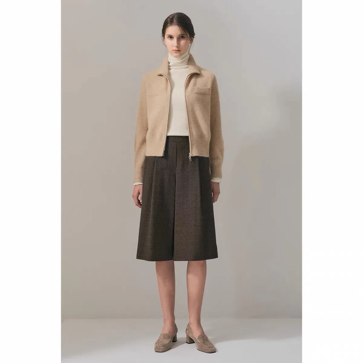 Lemon Cheese MIN26 Autumn Fashion Color Block Collar Versatile Slimming Plaid Jacket Outerwear Elegant Commute Style Long Sle...