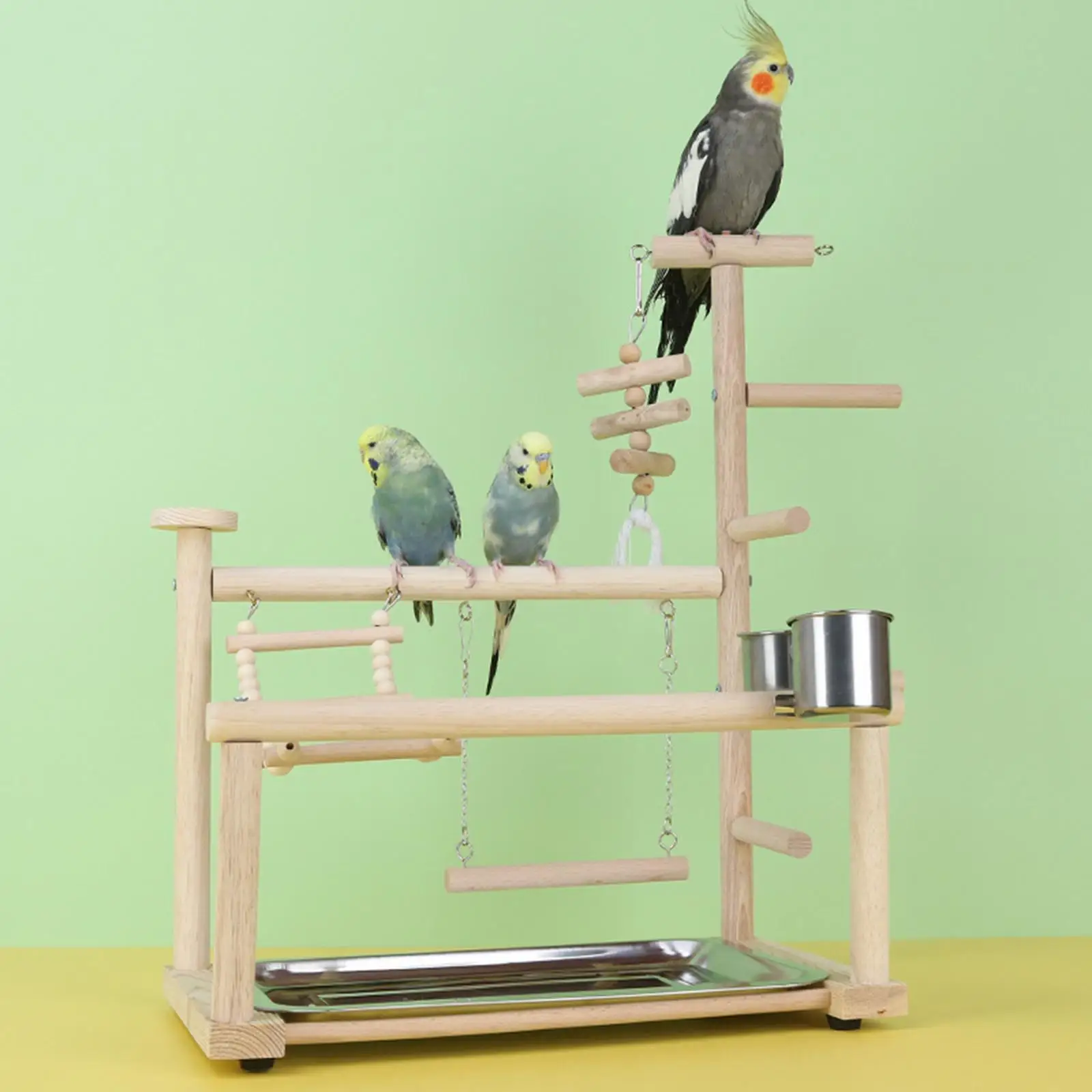 Solid Wood Parrot Playground Exercise Activity Center Cage Accessories Parakeet Bird Play Stand Lovebird Macaws Small Parakeets