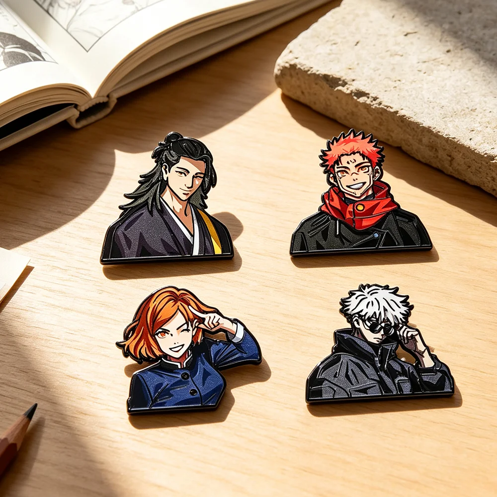 4pcs Anime Enamel Pins Satoru Gojo Cartoon Figure Lapel Pins Accessories Souvenir Gift for Anime Fans Collectors