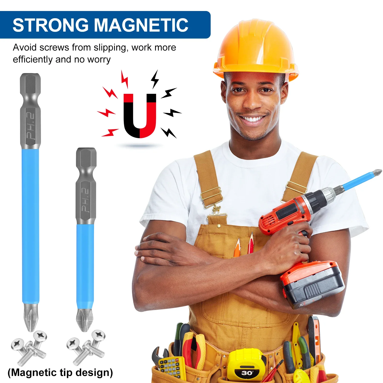 ชุดดอกไขควงแบบกันลื่น 16 ชิ้น 7 ขนาดต่างกัน หัวไขควงแม่เหล็กสำหรับไขควงไฟฟ้า อุปกรณ์เสริมเครื่องมือไฟฟ้า