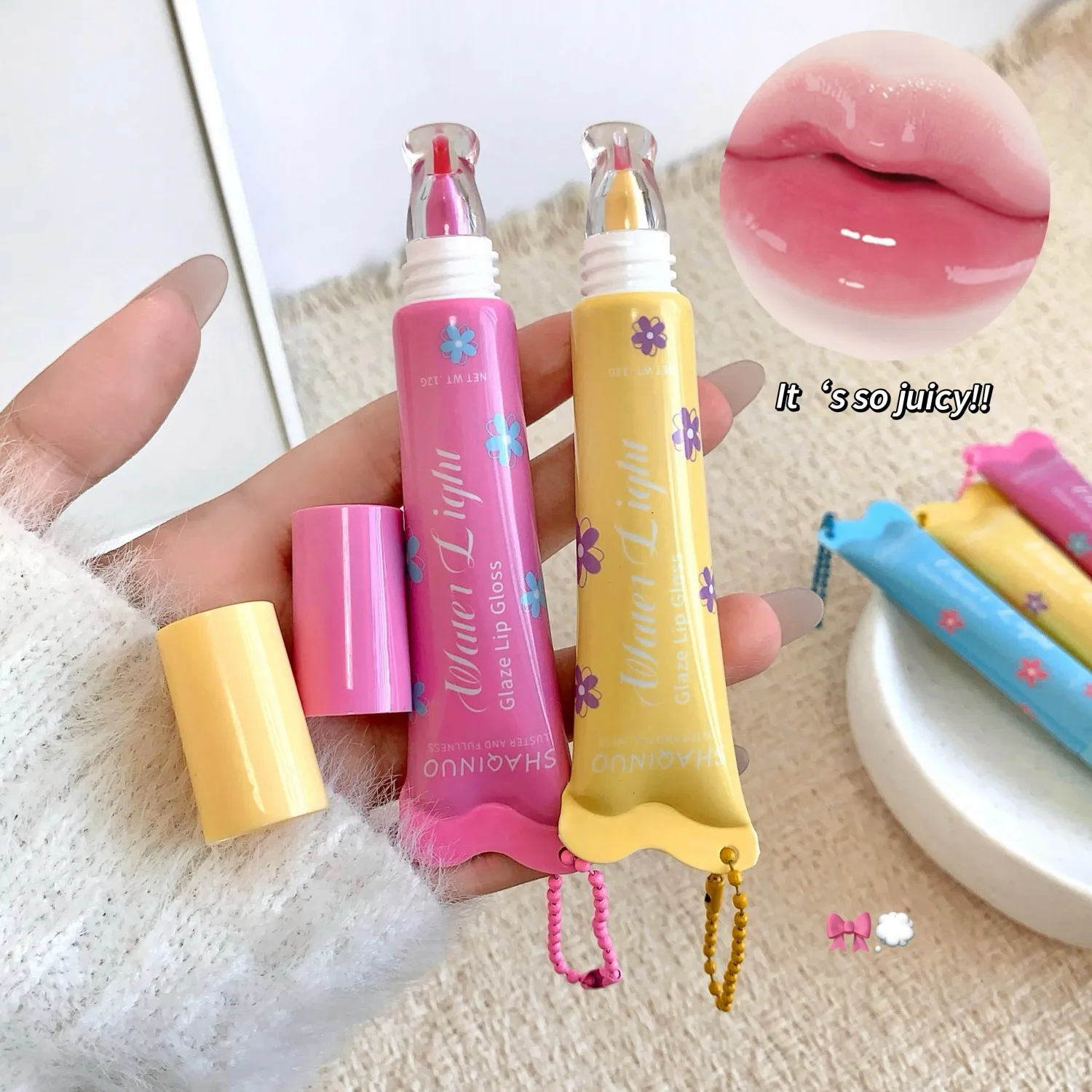 Glass Shine Lip Gloss, Dewy Hydrating Lip Color with Plumping Glow, Sheer Brightening Finish for Natural Makeup Look