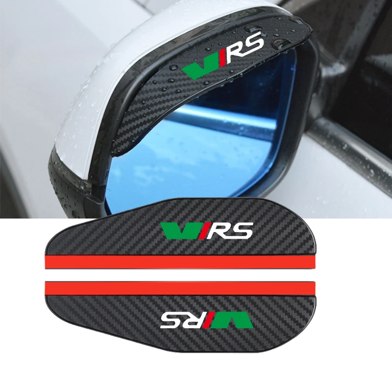 Visera de fibra de carbono para espejo retrovisor de coche, cubierta de lluvia, logotipo VRS para Skoda Octavia 2 A5 A7 MK3 MK2 Kodiaq Superb Fabia,