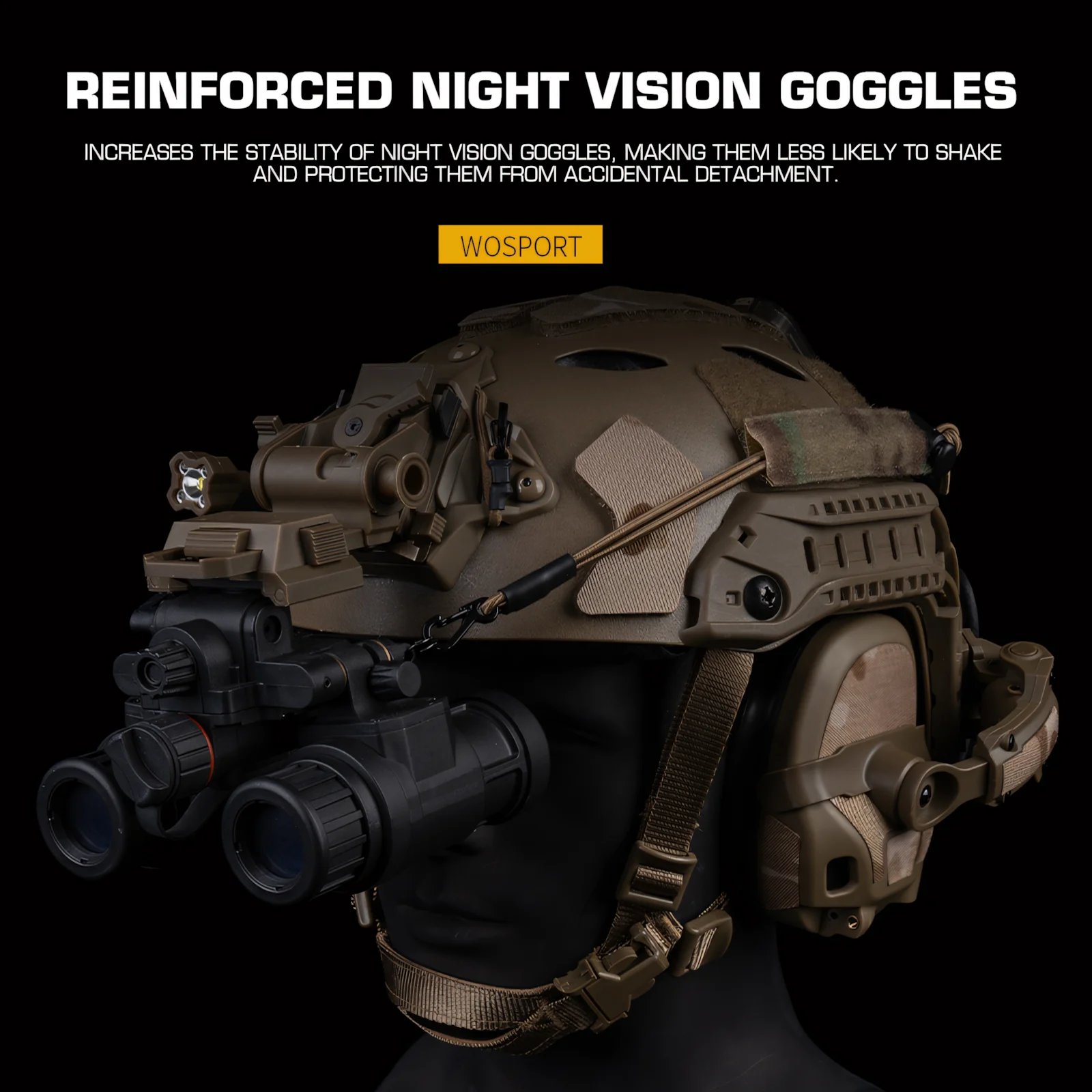 Wosport NVG Lanyard, Elastic Cord, Magic Strap Mounting, Night Vision Retention, Multiple Wearing Angles for Airsoft Hobby
