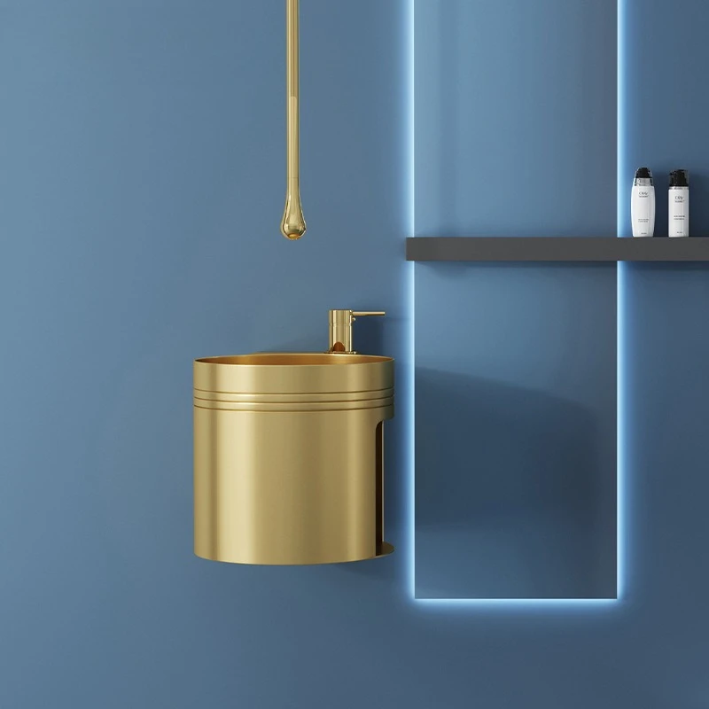 New Stainless Steel Washbasin Column Basin Washbasin Wall Hanging Washbasin Hotel Bathroom Hanging