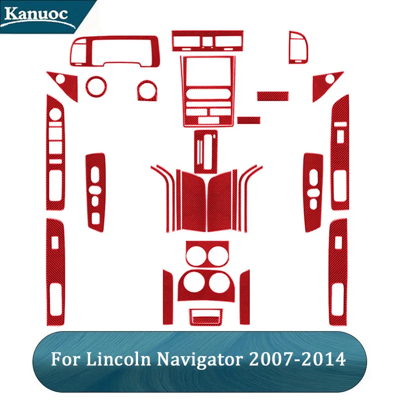 

For Lincoln Navigator 2007-2014 New Red Carbon Fiber Stickers Car Interior Decorative Accessories