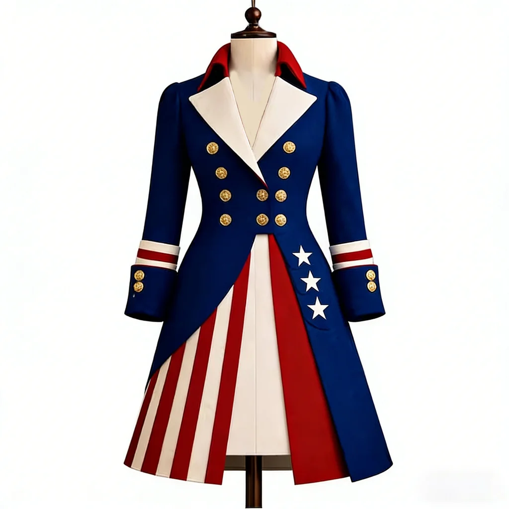 

Костюм-фрак в стиле Американской Республики для косплея, женское платье на День независимости, костюм в стиле революционной войны