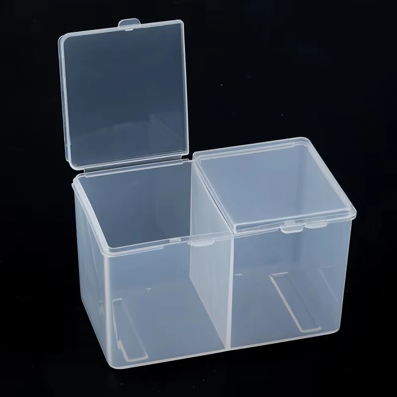 1Pc Nail Storage Box Double Grille Dust Proof Belt Cover Cotton Sheet Napkin Storage Box Nail Accessories Finishing