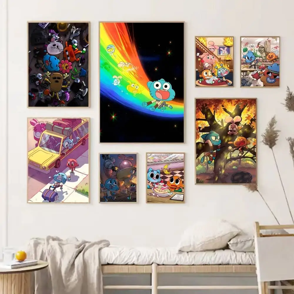 1PC Cartoon The Amazing W-World Of G-Gumball Manga Posters HD Print Vintage Wall Art Decor for Home Study Room