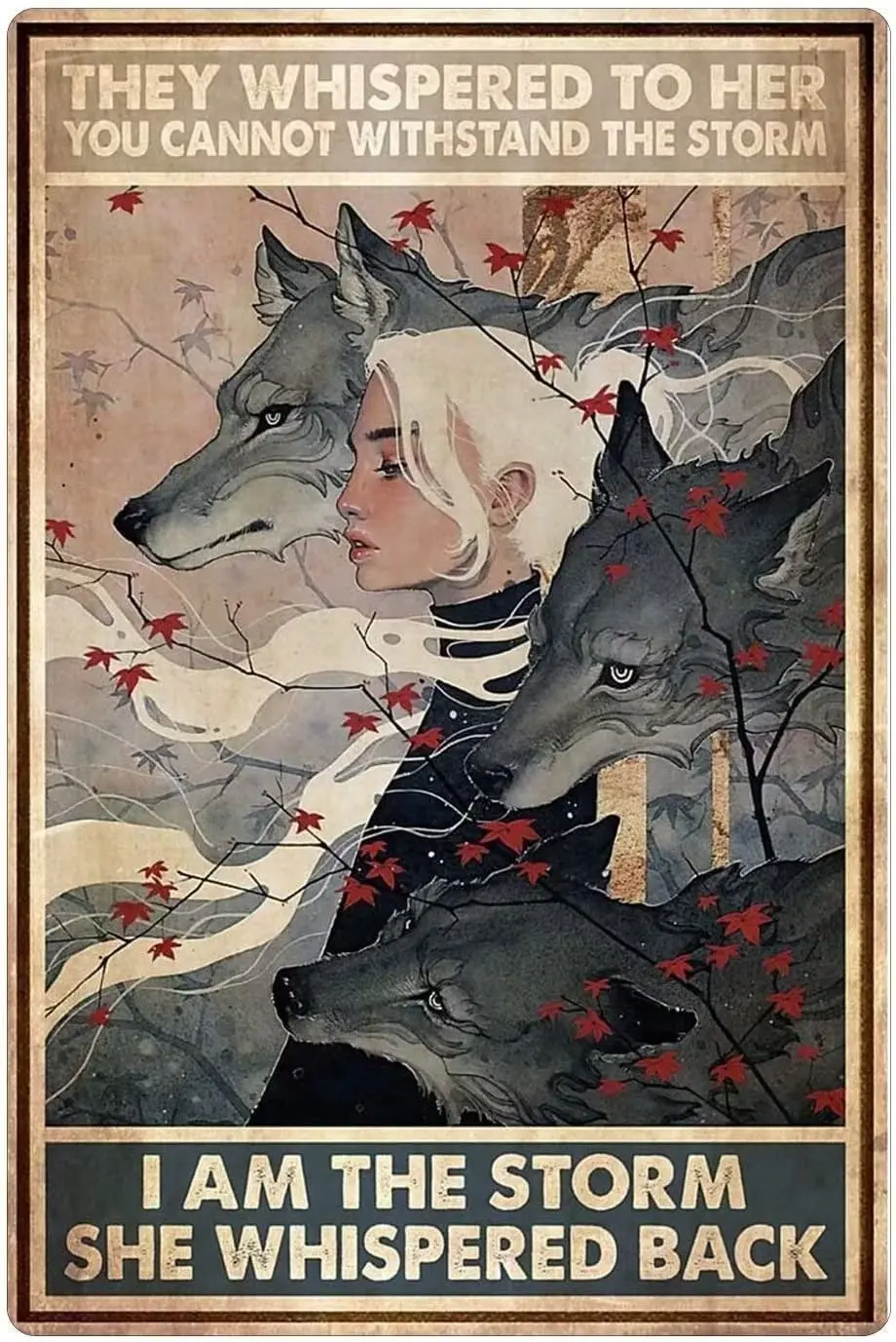 1P, Волк Металлическая жестяная вывеска «Я — она шепатованная спина» Забавный постер Кафе Гостиная Кухня Ванная комната Домашнее искусство Настенный декор Табличка Gif