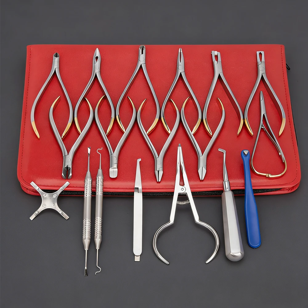 18-teiliges Set Zahnärztlicher Kieferorthopädischer Zangen mit TC-Zahnarztwerkzeugen, Distalendschneider, Zangen, Zahnärztlichen Instrumenten – Detail 1