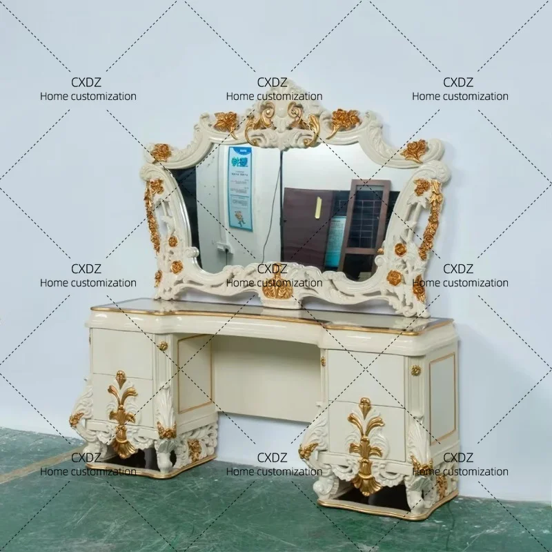 XXModern style  Style Bedroom Furniture Sets Makeup Vanities Table Luxury Classical Solid Wood Dressing Table With Mirror