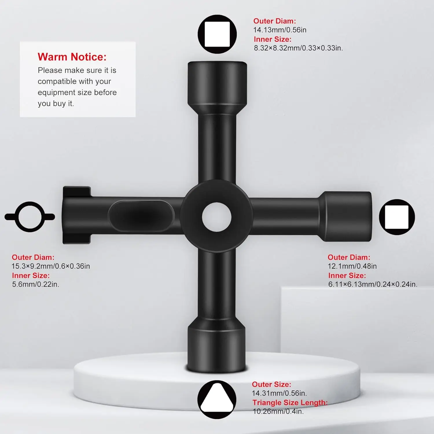 Llave de agua Sillcock de 4 vías, llave de espiga de agua cruzada Universal multifuncional, herramientas de válvula de electricistas para fontaneros de aleación de Zinc