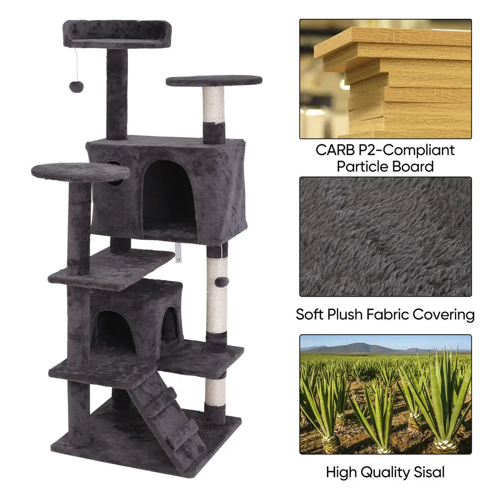 

53" Cat Tree Activity Tower Pet Kitty Furniture with Scratching Posts Ladders