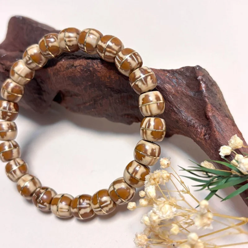 Milky white floral solid purple golden rat , panda one-line sky bracelet, unisex old-style barrel-shaped Bodhi seed fort