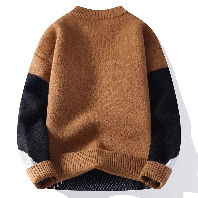 New Autumn/Winter Fashion Trendy Thickened Warm Round Neck Knitwear Men's Casual Loose Sports High-Quality Sweater M-4XL