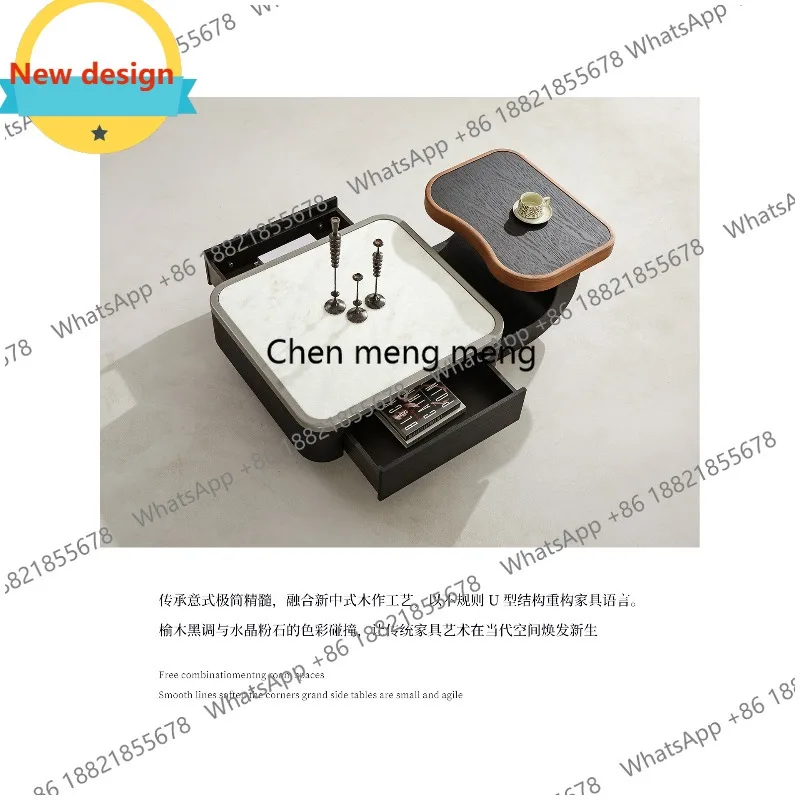 D80 Italian light luxury marble square coffee table modern simple small apartment paint minimalist living room square coffee tab