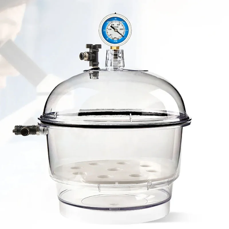 New Polycarbonate Plastic Vacuum Dryer Laboratory Dryer Transparent Vacuum Drying Kettle Double Valve With Pressure Gauge