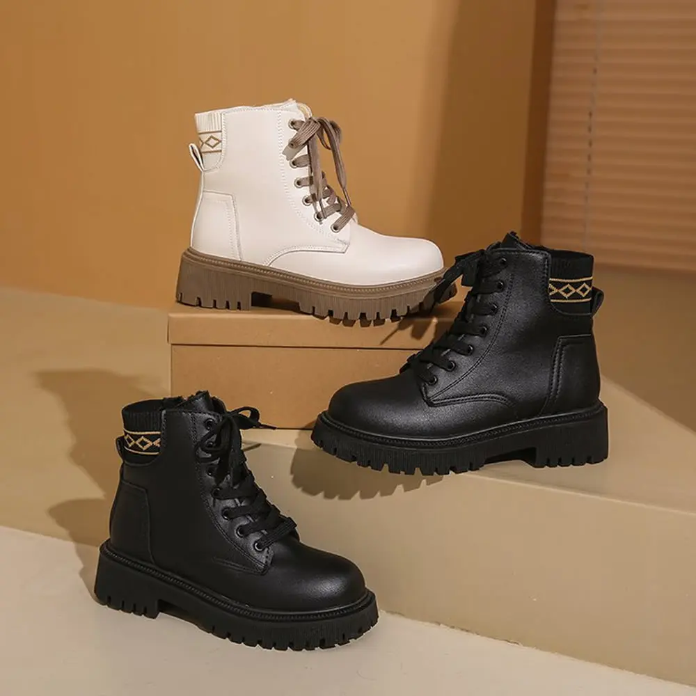 Fashion Women Boots Luxury British Style Women Ankle Boots Comfort Non-Slip Thick Sole Shoes High Quality Women Motorcycle Boots