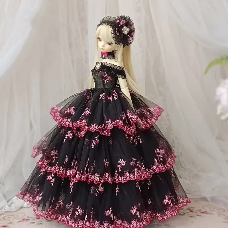 As roupas de boneca bjd são adequadas para acessórios de boneca de roupas de bolo preto tamanho 1/3 e 1/4