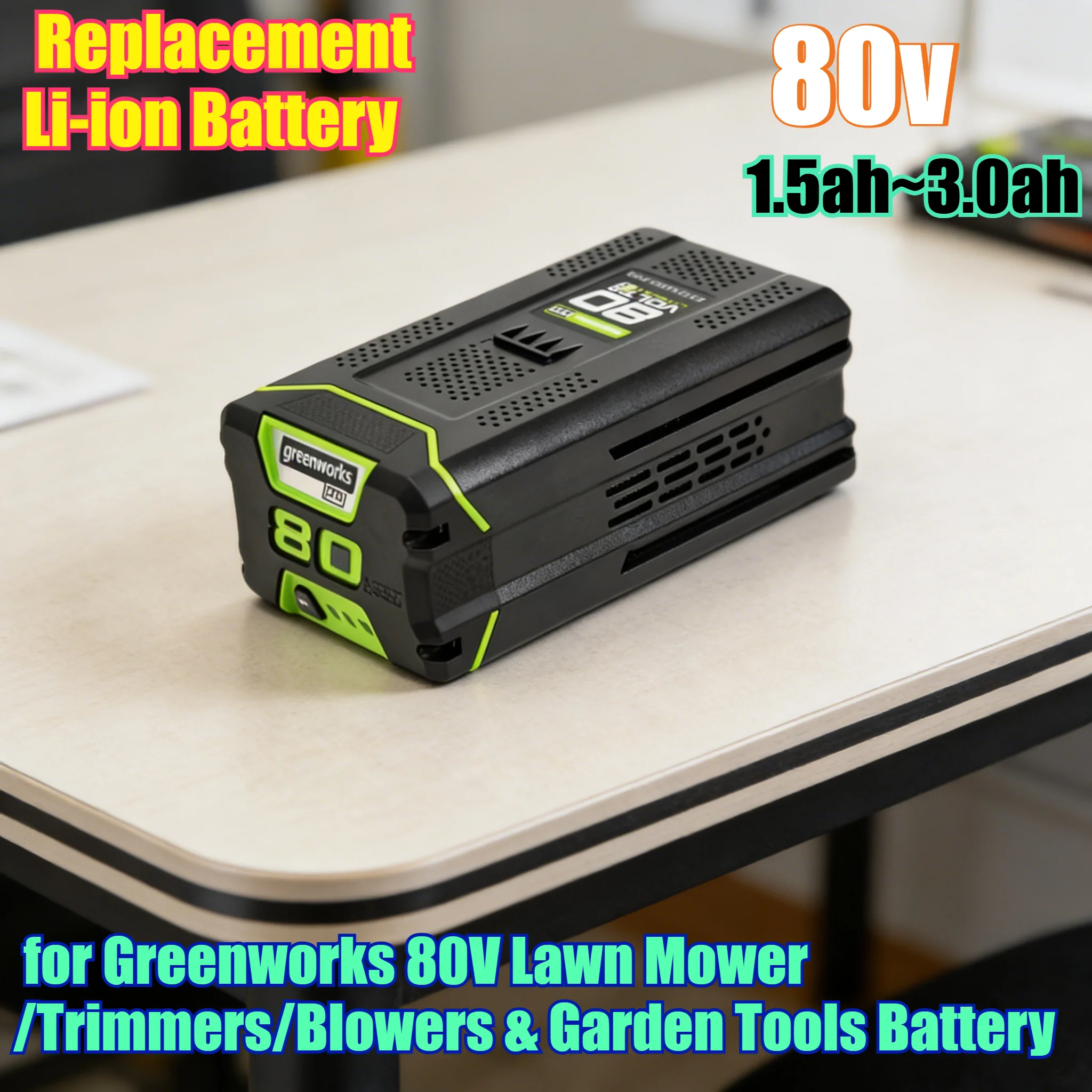 3000mAh 80V High-Performance Replacement Li-ion Battery for Greenworks 80V Lawn Mower /Trimmers/Blowers & Garden Tools Battery
