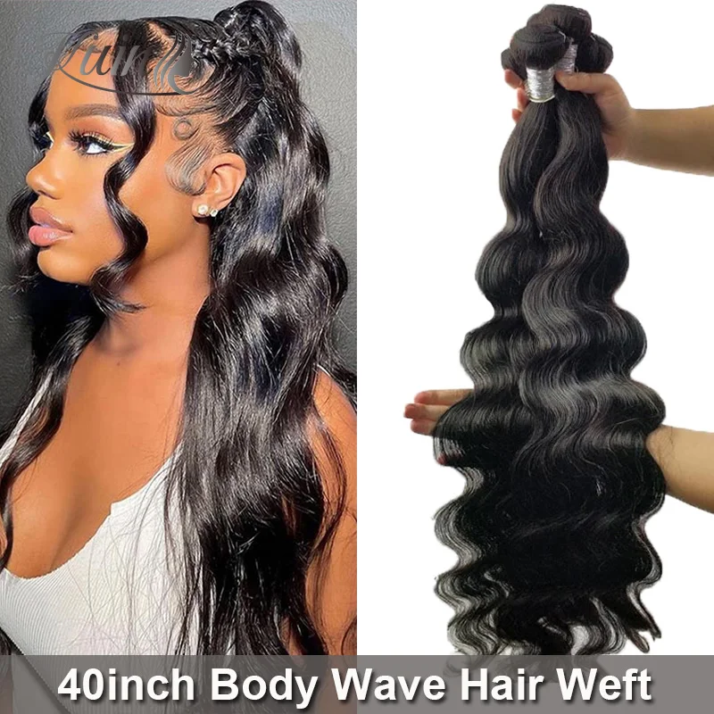 Brazilian Body Wave Bundles Human Hair Extension 26-40inch Long Human Hair Bundles For Weave 1PC Natural Black 100% Human Weft