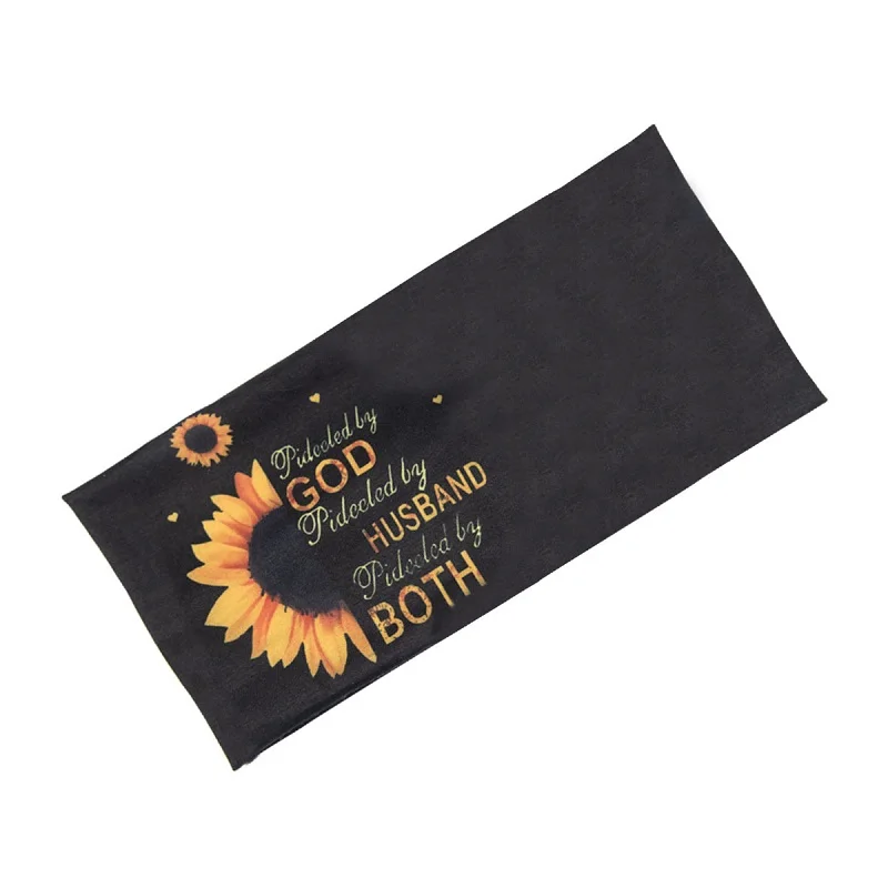 Digital print sunflower pastoral style Widen elastic sports yoga headband hairband