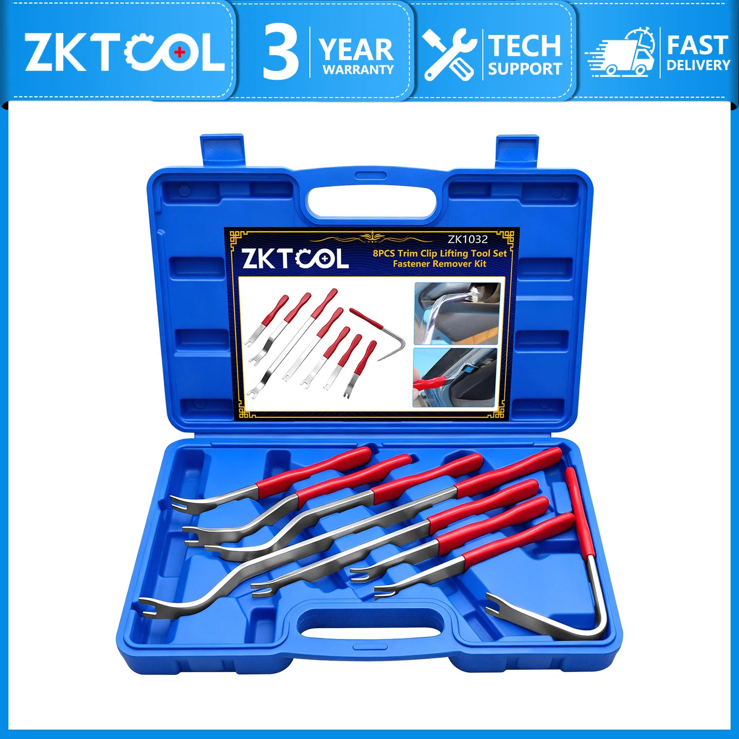 8PCS Car Trim Clip Removal Tool Set Automotive Door Panel Audio Fastener Remover Kit Plastic Push Pin Rivet Puller Pry Bars
