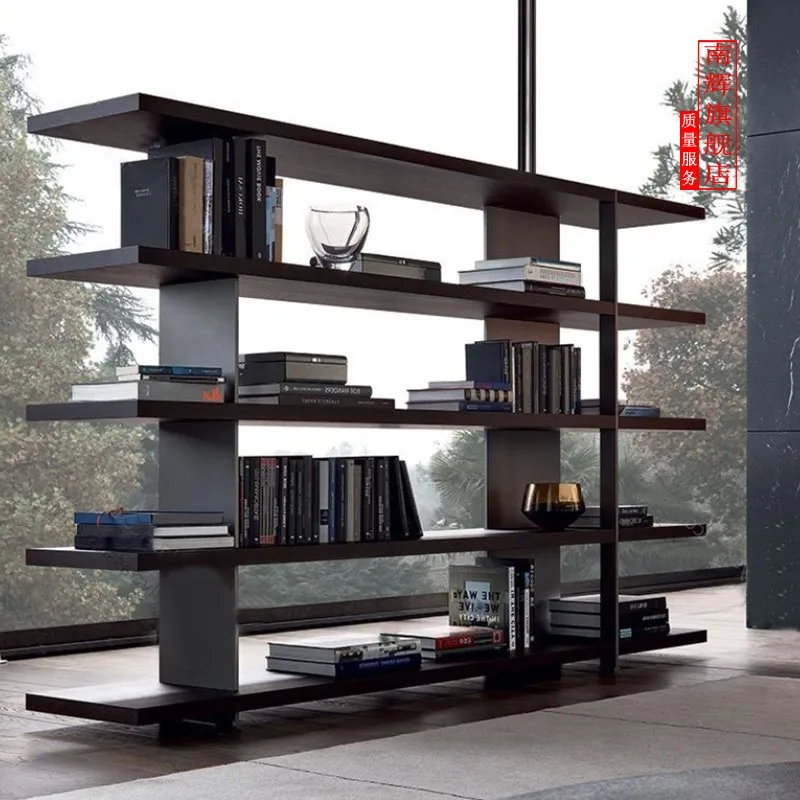 Italian normcore bookshelf living room floor-standing bookcase scandinavian style retro display rack iron industrial style
