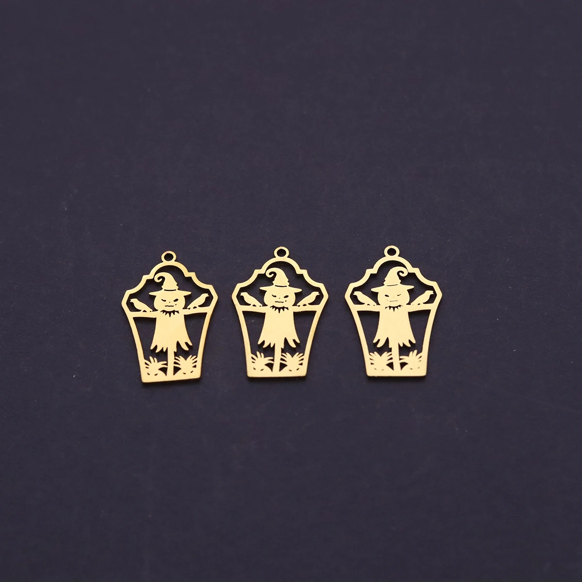 3pcs Stainless Steel Hollow Scarecrow Frame  Charms Pendant for Jewelry Making Keychain Halloween Gothic Necklace Accessories