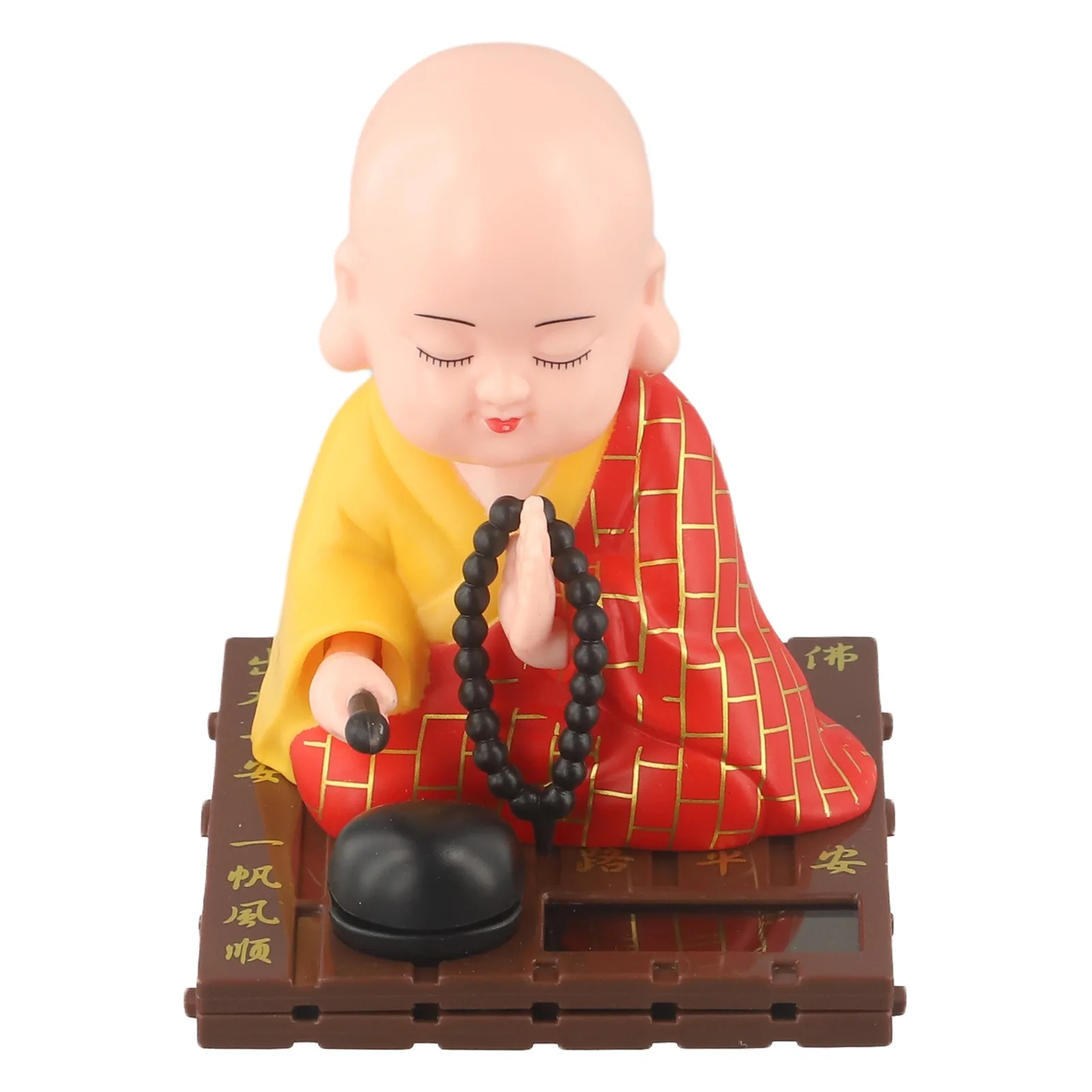 Little Monk Figurine Solar Powered Shaking Head Monk Toy Cute Dancer Doll Figure Buddha Monk Swing Toy Unique Gifts Car Decor