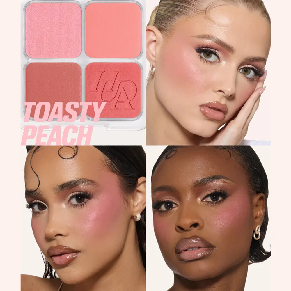 4-in-1 Glow Blush and Brush Set Filter Flush Eye Check Blush Palette Matte Shimmer Face Makeup Long Lasting Women Daily Cosmetic